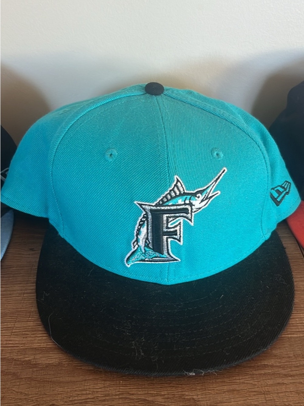 Vintage New Era Florida Marlins flat brim cap.